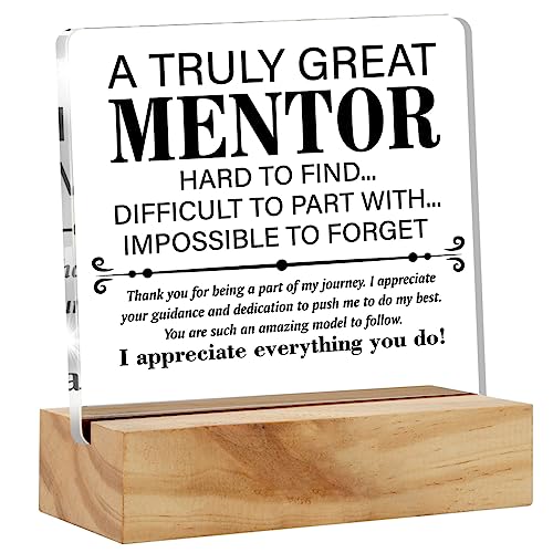 Appreciation Gifts for Mentor Boss Coach, Thank You Mentor Desk Decor Acrylic Desk Plaque Sign with Wood Stand Home Office Desk Sign Andenken Boss Lady Present von Bifez