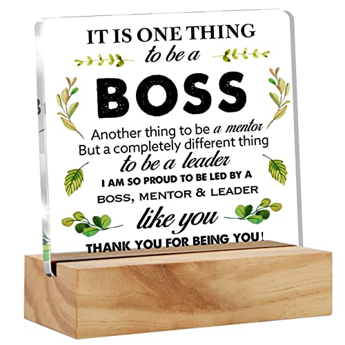 Inspirierendes Boss Wertschätzungsgeschenk Chef Geschenke für Mentor Führer, Boss Zitat Schreibtisch Dekor Acryl Führung Schreibtisch Plakette Schild mit Holzständer Home Office Schreibtisch Schild von Bifez