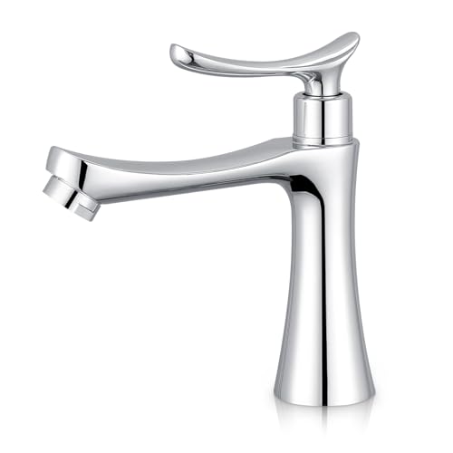 Kaltwasserhahn Gäste Wc,Einhebelmischer mit einem Loch Waschbecken Wasserhahn Deck Mount Lavatory Wasserhahn Bad Chrom poliert Kaltwasserhahn Gäste Wc,Einhebelmischer mit einem Loch Waschbecken Wasserhahn Deck Mount Lavatory Wasserhahn Bad Chrom poliert von Bifordo