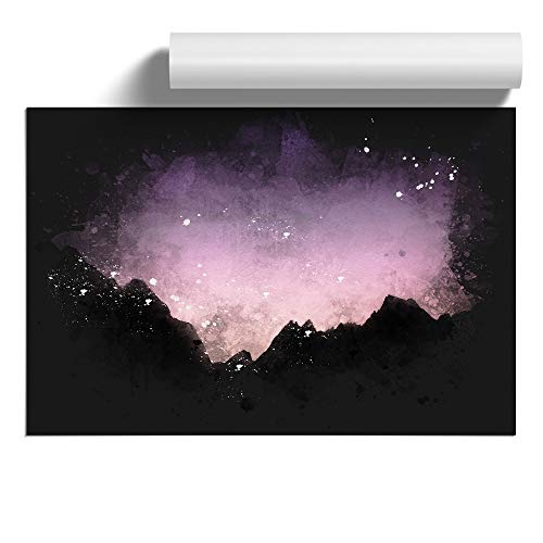 Big Box Art Pink Sky at Night Paint Splash Poster Wall Art ungerahmter Kunstdruck A2 (59,4 x 42 cm) Weiß Grau Lavendel von Big Box Art