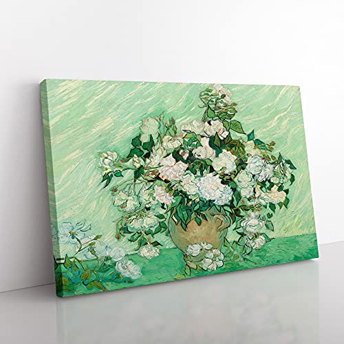 Big Box Art Vincent Van Gogh Rosen Vol.1 Kunstdruck auf Leinwand, fertig zum Aufhängen, 76 x 50 cm, Grün, Grün, Grün von Big Box Art
