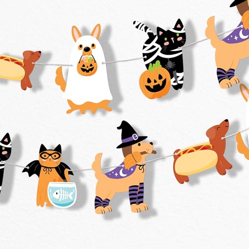 Big Dot of Happiness Halloween-Girlande, Banner, Katzen- und Hunde-Kostüm, Party-Dekoration, Hintergrund, 9 m Schnur, 15 Papier-Howlween-Haustierformen Big Dot of Happiness Halloween-Girlande, Banner, Katzen- und Hunde-Kostüm, Party-Dekoration, Hintergrund, 9 m Schnur, 15 Papier-Howlween-Haustierformen von Big Dot of Happiness