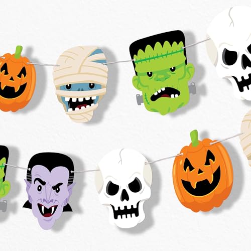 Big Dot of Happiness Halloween-Monster-Girlande, Banner, gruselige Halloween-Party-Dekorationen, Hintergrund, 9 m Schnur, 15 Papier-Skelett, Dracula, Frankenstein, Mama und Jack-O'-Lantern Formen Big Dot of Happiness Halloween-Monster-Girlande, Banner, gruselige Halloween-Party-Dekorationen, Hintergrund, 9 m Schnur, 15 Papier-Skelett, Dracula, Frankenstein, Mama und Jack-O'-Lantern Formen von Big Dot of Happiness