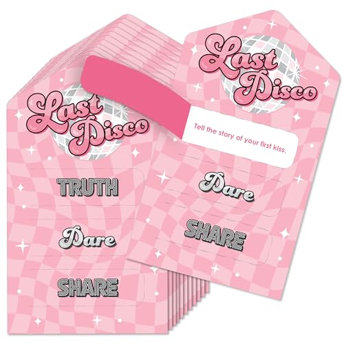 Big Dot of Happiness Last Disco – Bachelorette Party Spiel Pickle Cards – Wahrheit, Pflicht, Teilen Zuglaschen – Set mit 12 Stück von Big Dot of Happiness