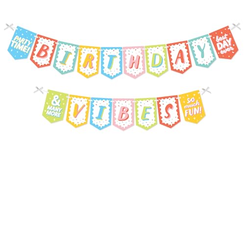 Big Dot of Happiness Party Time – Happy Birthday Party Wimpelkette Banner – Partydekorationen – Geburtstagsstimmungen von Big Dot of Happiness