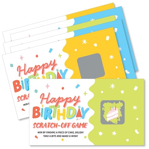 Big Dot of Happiness Party Time – Happy Birthday Partyspiel Rubbelkarten – 22 Stück von Big Dot of Happiness
