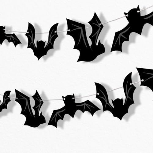 Big Dot of Happiness Schwarze Fledermaus-Girlande, Banner, Halloween-Party-Dekorationen, Hintergrund, 9 m Schnur, 15 Papier-Fledermaus-Formen Big Dot of Happiness Schwarze Fledermaus-Girlande, Banner, Halloween-Party-Dekorationen, Hintergrund, 9 m Schnur, 15 Papier-Fledermaus-Formen von Big Dot of Happiness