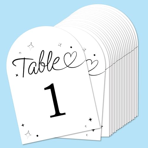 Big Dot of Happiness Tischnummern für Hochzeitsherzen, Verlobungs- und Jahrestagsparty-Dekoration, Hochzeits-Mittelstücke, doppelseitige 12,7 x 17,8 cm Karten, Tischnummern – 1-20 von Big Dot of Happiness