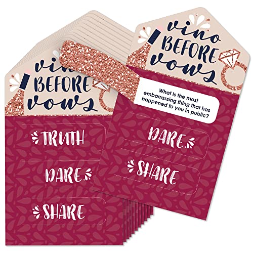 Big Dot of Happiness Vino Before Vows – Winery Bridal Shower oder Bachelorette Party Game Pickle Cards – Wahrheit, Dare, Share Pull Tabs – Set mit 12 von Big Dot of Happiness