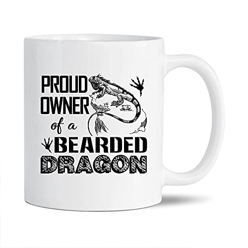 Dekorative Tasse mit Bartdrache, einzigartige Bartdrache, Keramik-Kaffeetasse, stolzer Besitzer eines Bartdrachen, Porzellan-Teetasse, Bartdrache, weißer Becher, 325 ml Dekorative Tasse mit Bartdrache, einzigartige Bartdrache, Keramik-Kaffeetasse, stolzer Besitzer eines Bartdrachen, Porzellan-Teetasse, Bartdrache, weißer Becher, 325 ml von Big Grey