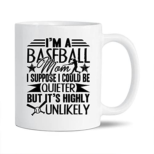 Tolle dekorative Baseball-Tasse, I'm A Baseball Mom Pottery Teetasse, einzigartige Baseball-Kaffeetasse, weiße Keramik-Teetasse, Baseball-Tasse, 325 ml von Big Grey