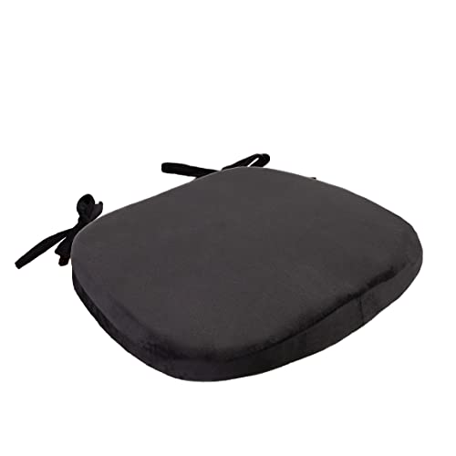 Big Hippo Super Weiche Stuhlkissen mit Bänder, Memory Foam 43 cm x 39 cm Sitzkissen mit Abnehmbarer Kissenbezug, rutschfeste Sitzauflage für Meisten Stühle - Schwarz von Big Hippo