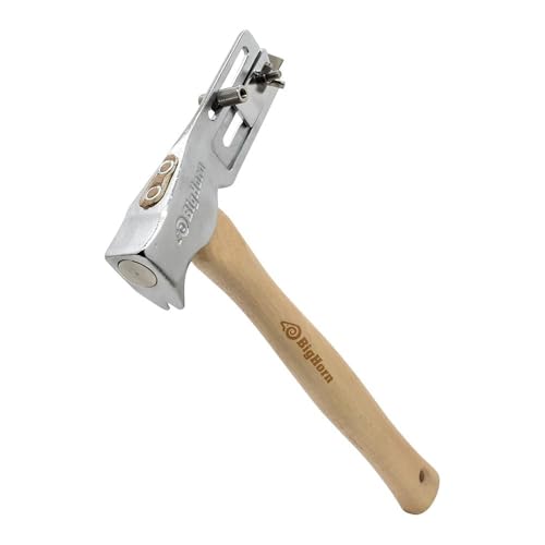 Big Horn 15144 481.9 g Magnetic Face Roofing Beil - Einhändige Nagelplatzierung mit Nagelstarter - Geschmiedeter Stahlkopf, Gleitlehre, eingebaute Gebrauchsklinge - Dachdeckung, Trocknen, Hauswickel von Big Horn