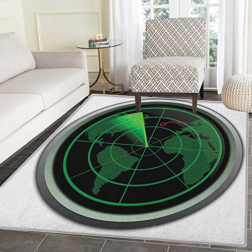 Big deer Airplane Area Rug Carpet Military Radar Screen Global Defense Danger Detecter Scanner Signal System Print Customize Door mats for Home Mat 2'x3' Green Black von Big deer