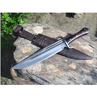 Handgefertigtes Bowiemesser Aus D2 Stahl Griff Rosenholz, Lederscheide von BigBangKnives