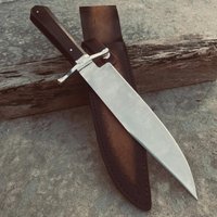 Handgefertigtes Bowiemesser Aus D2 Stahl Griff Rosenholz, Lederscheide von BigBangKnives