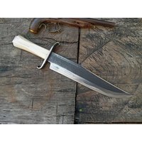 Handgefertigtes Jagd-Bowie Aus Kohlenstoffstahl - Knochengriff | Bestes Jagdmesser Geschenk Perfektes Handgemachtes von BigBangKnives