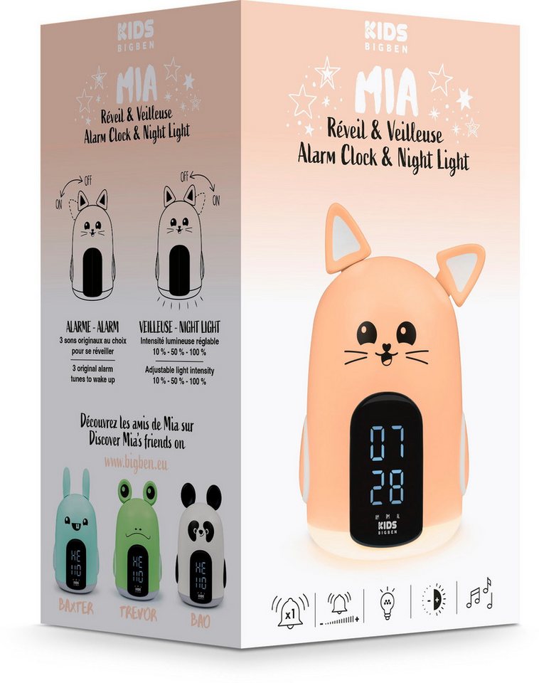 BigBen Wecker Kids Wecker und Nachtlicht HELLO Cat dimmbares Display AU387827 von BigBen