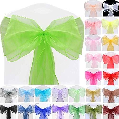 BigBigShop 50 Stück Organza Stuhl Band Schleife, Stuhlhussen Stuhl Schärpe, Organza Schleifenband für Hochzeit Party Dekoration (Grün) von BigBigShop