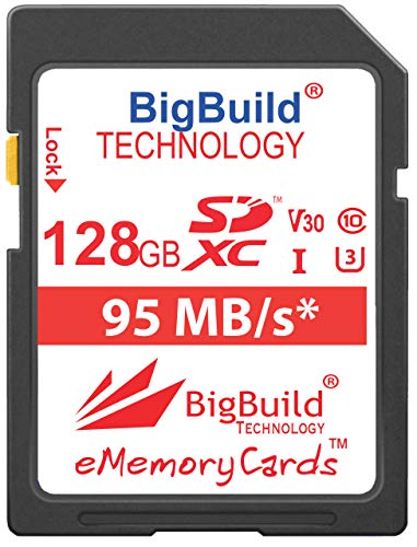 BigBuild Technology 128GB UHS-I U3 95MB/s Speicherkarte für Panasonic Lumix DMC LX100, LX15, SZ10, SZ10EB-K, SZ10EP, ZS50K, ZS50S, ZS70,TZ100, TZ100EB-K, TZ100EG, TZ110 Kamera von BigBuild Technology