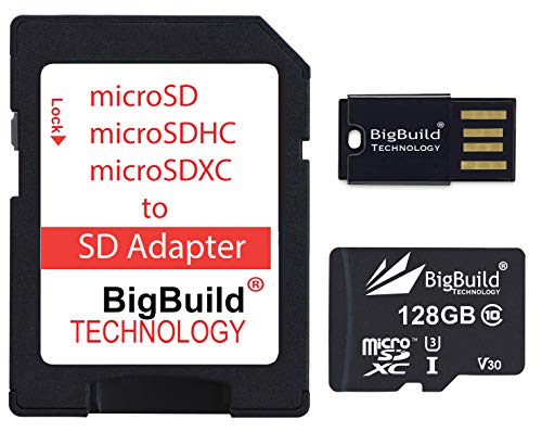 BigBuild Technology 128GB ultraschnelle 100MB/s U3 microSDXC Speicherkarte Kompatibel mit für GoPro Hero9 Aktionskamera von BigBuild Technology