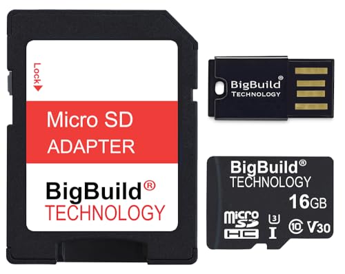 BigBuild Technology 16 GB ultraschnelle microSD Speicherkarte mit 100 MB/s für Huawei Y Max, Y3 Mobile, Klasse 10 U3 V30 von BigBuild Technology