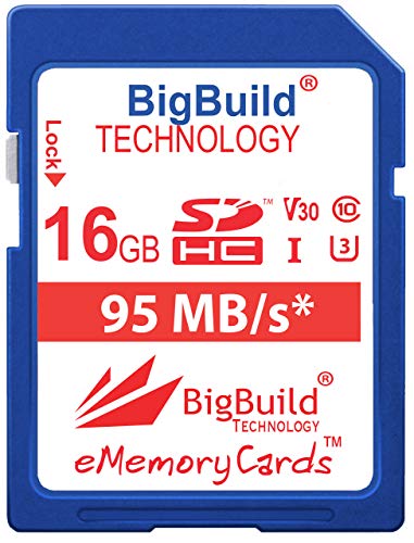 BigBuild Technology 16GB UHS-I U3 95MB/s Speicherkarte für Canon EOS 1200D, 1300D, 2000D, 200D, 4000D, 5DS, 5DS R, 77D, 800D, 80D, 9000D, 5D Mark IV, 6D Mark II, M100, M3, M5, M50, M6, R Kamera von BigBuild Technology