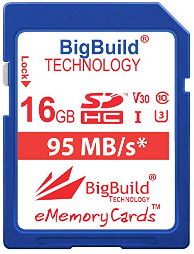 BigBuild Technology 16GB UHS-I U3 95MB/s Speicherkarte für Panasonic Lumix DMC FT30, FT30EF A, FT30EF D, FT30EF K, FZ1000, FZ2000, FZ2500, FZ300, FZ72, FZ82, FZ82EBK Kamera von BigBuild Technology