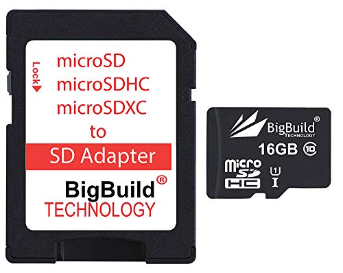 BigBuild Technology 16GB Ultra-schnell-Klasse 10 80MB/Sek. MicroSD Speicherkarte für Samsung Galaxy Tab 3 10.1, SD Adapter im Lieferumfang enthalten von BigBuild Technology