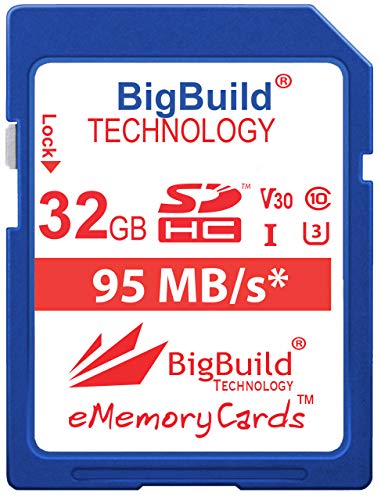 BigBuild Technology 32GB UHS-I U3 95MB/s Speicherkarte für Panasonic Lumix DC LX100 II, LX100M2, TS7, TZ200, TZ90 Kamera von BigBuild Technology