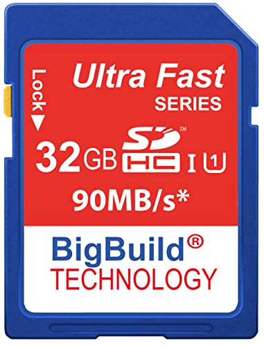 BigBuild Technology 32GB Ultra schnelle 90MB/s Speicherkarte für Canon PowerShot SX430 is Camera, Klasse 10 SD SDHC von BigBuild Technology