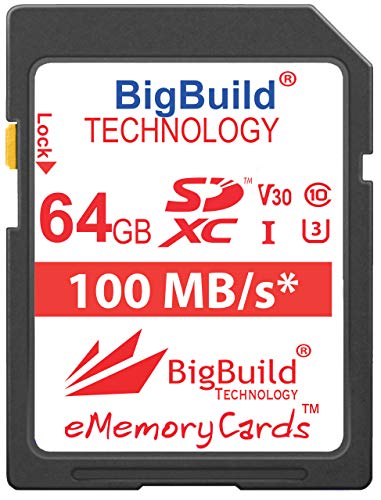 BigBuild Technology 64GB UHS-I U3 100MB/s Speicherkarte für Canon PowerShot G5 X, Canon PowerShot G5 X Mark II Kamera, Klasse 10 SDXC von BigBuild Technology