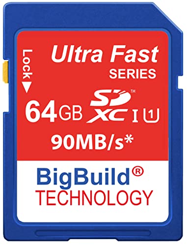 BigBuild Technology 64GB Ultra Schnelle 90MB/s Speicherkarte für Panasonic Lumix DMC FZ82 Kamera, Klasse 10 SDXC von BigBuild Technology