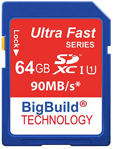 BigBuild Technology 64GB Ultra-schnell 90MB/s SD SDHC Speicherkarte für Canon EOS 5DS R Kamera von BigBuild Technology