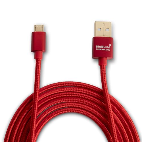 BigBuild Technology RED 3-Meter vergoldetes USB-Kabel für Blackview A50, A55, A55 Pro, A70, A70 Pro, A80s, BV4900, BV4900 Pro, BV4900s Mobile von BigBuild Technology