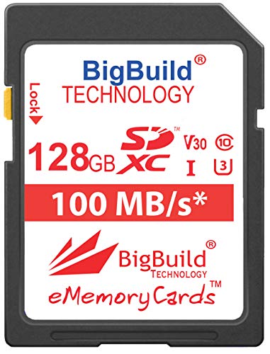 eMemoryCards 128GB UHS-I U3 100MB/s Speicherkarte Kompatibel mit Sony Cyber Shot DSC RX100 I, RX100 IV, RX100 V, RX100 VI, RX100 VII Kamera, Klasse 10 SDXC von BigBuild Technology