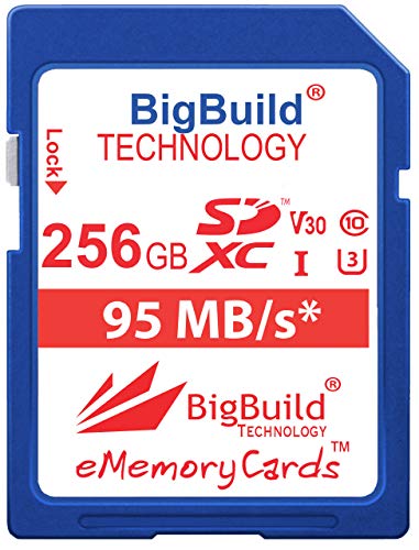 eMemoryCards 256GB UHS-I U3 95MB/s Speicherkarte Kompatibel mit Sony Cyber Shot DSC RX100 I, RX100 IV, RX100 V, RX100 VI, RX100 VII Kamera, Klasse 10 SDXC von BigBuild Technology