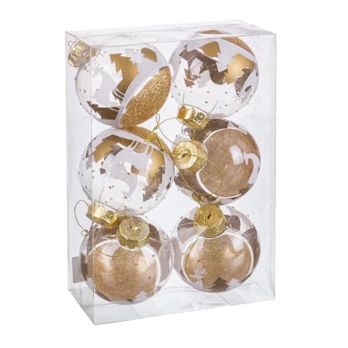 BigBuy Christmas Weihnachtskugeln Gold Kunststoff 8 cm (6 Stück) von BigBuy Christmas