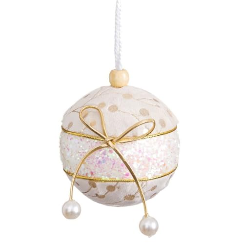 BigBuy Christmas Weihnachtskugeln Weiß Gold Polyfoam Stoff Schleife 8 x 8 x 8 cm (4 Stück) von BigBuy Christmas