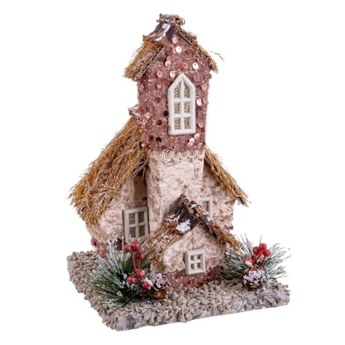 BigBuy Christmas Weihnachtsornament, Mehrfarbig, Natur, Polyfoam Haus, 15,5 x 16 x 24,5 cm von BigBuy Christmas