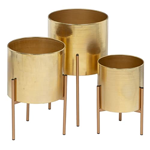 BigBuy Garden Blumentopf Set Gold Metall 23 x 23 x 40 cm (3-teilig) von BigBuy Garden