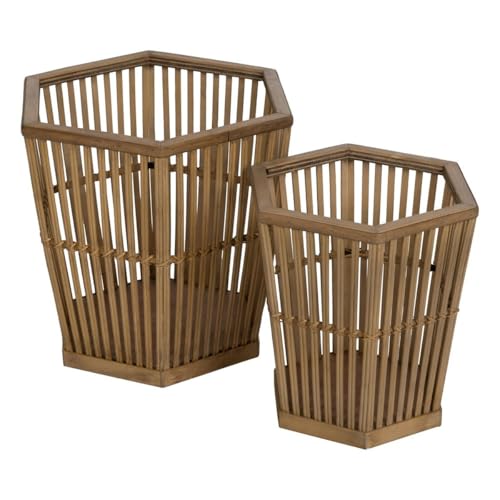 BigBuy Garden Pflanzgefäß-Set aus natürlichem Bambus, 39 x 34,5 x 35 cm, 2 Stück von BigBuy Garden
