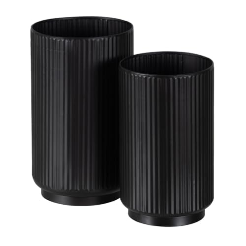BigBuy Garden Blumentopf-Set, Schwarz, Eisen, 16,5 x 16,5 x 28 cm (2 Stück) von BigBuy Garden
