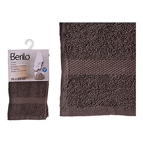 BigBuy Home Badetuch aus Polyester, Baumwolle, Grau, Größe 50 x 90 cm von BigBuy Home