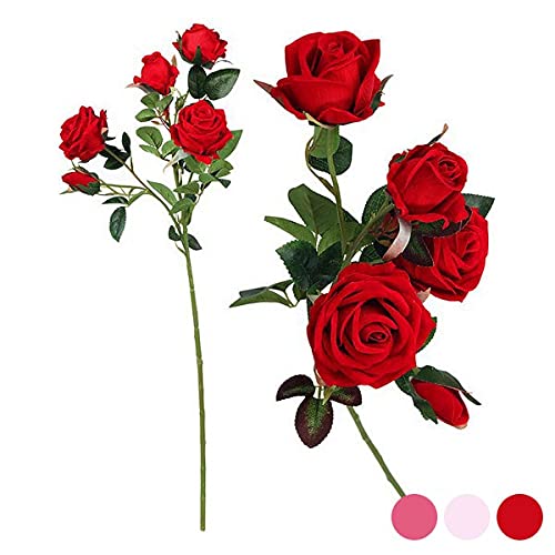 BigBuy Home 112994 Zweig mit 5 Rosen, 60 cm, Einheitsgröße von BigBuy Home