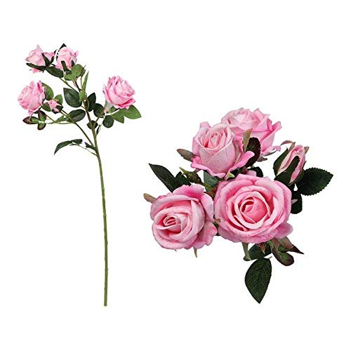 BigBuy Home 113014 Zweig mit 5 Rosen, 60 cm, Rosa von BigBuy Home