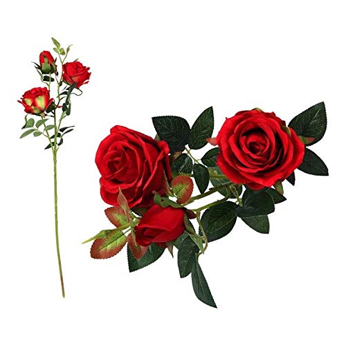 BigBuy Home 113199 Zweig mit 5 Rosen, 60 cm, Rot von BigBuy Home