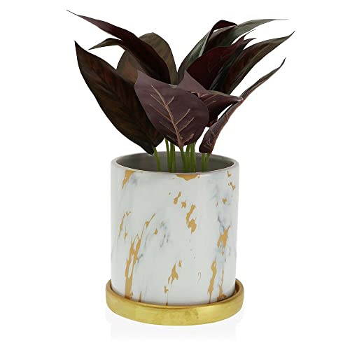 BigBuy Home Blumentopf aus Keramik, 13,8 x 14,5 x 13,8 cm von BigBuy Home