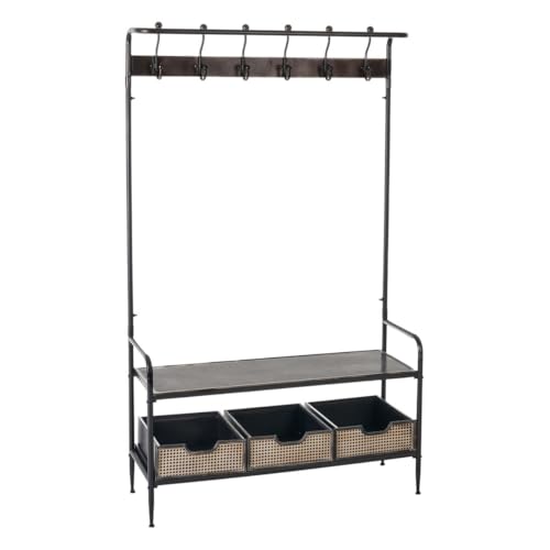 BigBuy Home Flur mit Schubladen Ziegel Garderobenständer Braun Schwarz Eisen 111 x 37 x 185 cm von BigBuy Home