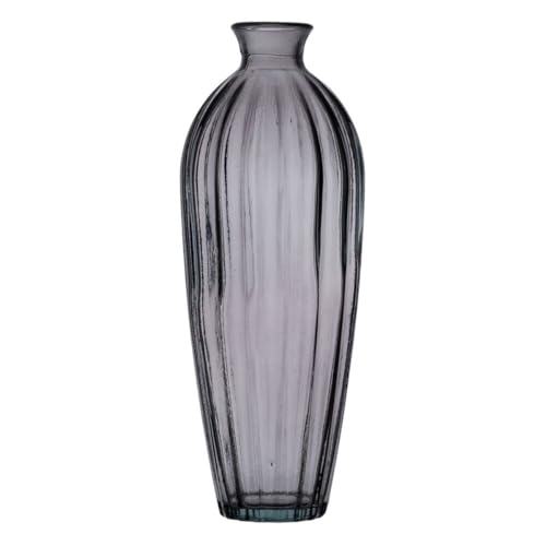 BigBuy Home Graue Vase aus recyceltem Glas, 12 x 12 x 29 cm von BigBuy Home